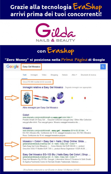 Gilda Nails & Beauty in prima pagina di Google con Erashop