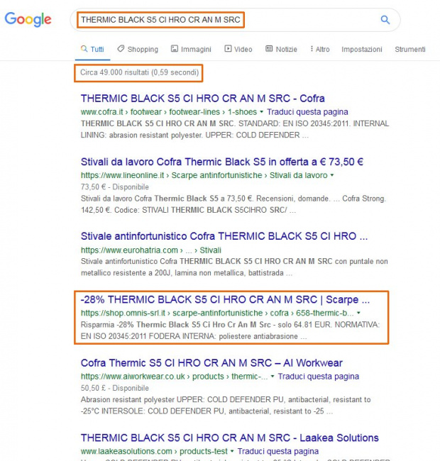 Omnis srl in prima pagina di Google con Erashop