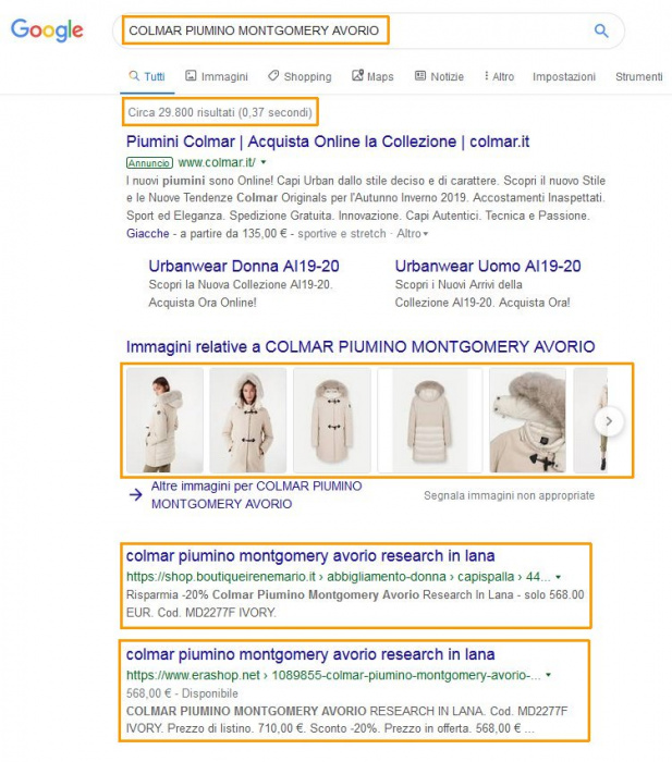 Boutique Irene e Mario in prima pagina di Google