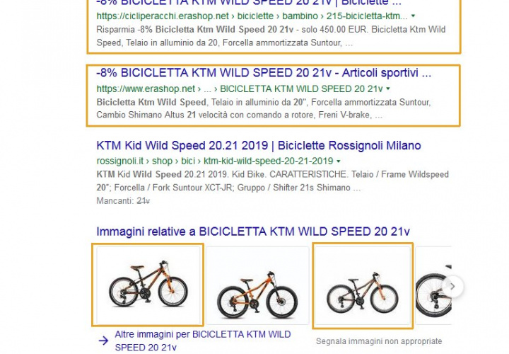 Cicli Peracchi in prima pagina di Google