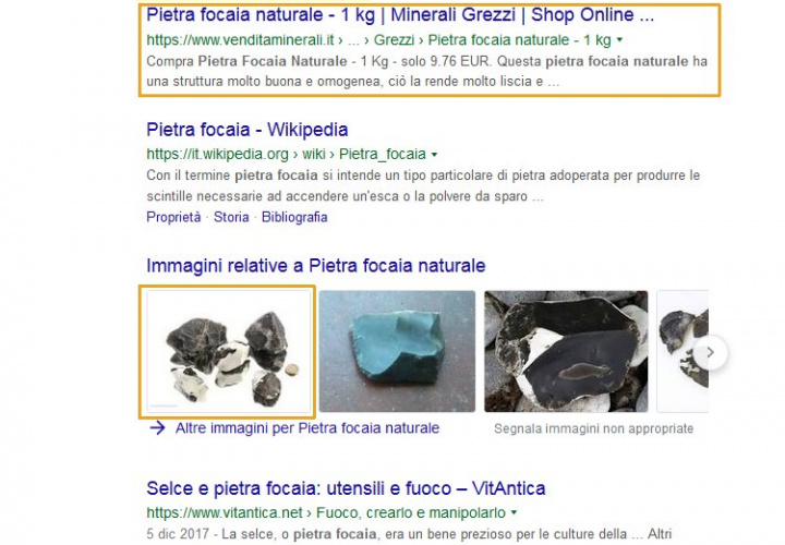 Venditaminerali in prima pagina di Google