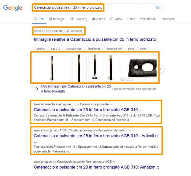 Berni Ferramenta in prima pagina di Google su 69.200 risultati