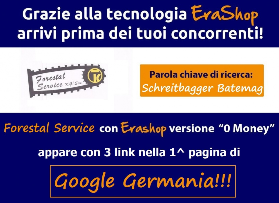 FORESTAL SERVICE nella 1^ pagina di Google GERMANIA grazie a Erashop