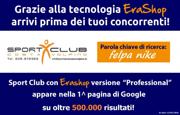 Sport Club in prima pagina di Google grazie ad Erashop