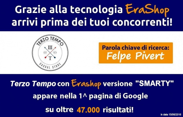 Terzo Tempo casual store in 1^ pagina di Google con Erashop!