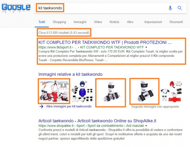 TKDSport in prima pagina di Google con Erashop