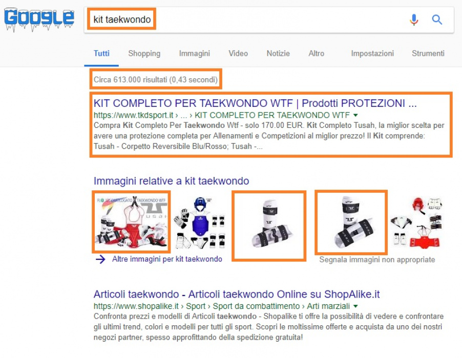 TKDSport in prima pagina di Google con Erashop