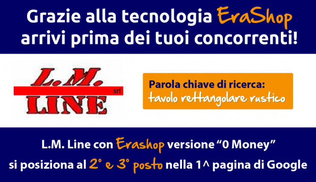 L.M. Line al 2° e 3° posto nella 1^ pagina di Google grazie a Erashop